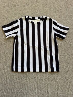Caroline Bosmans Black & White Vertical Stripe Kids Tee